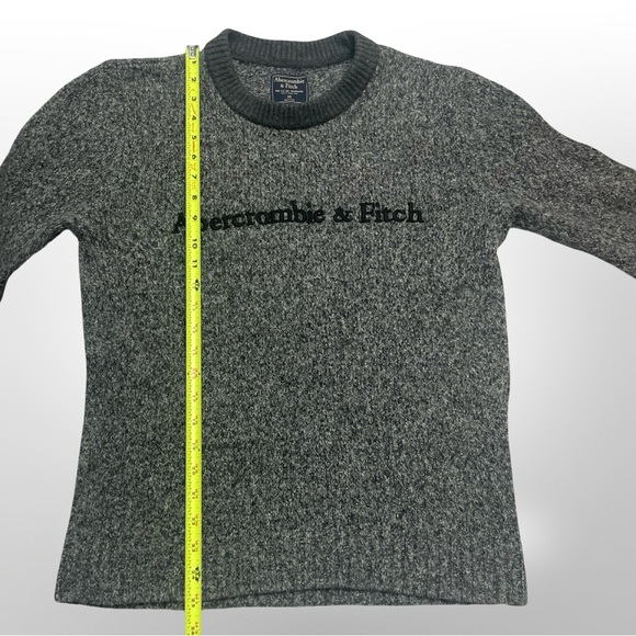 Abercrombie & Fitch Knit Sweater grey womens XS Spellout Embroidery Stretch - Picture 4 of 5